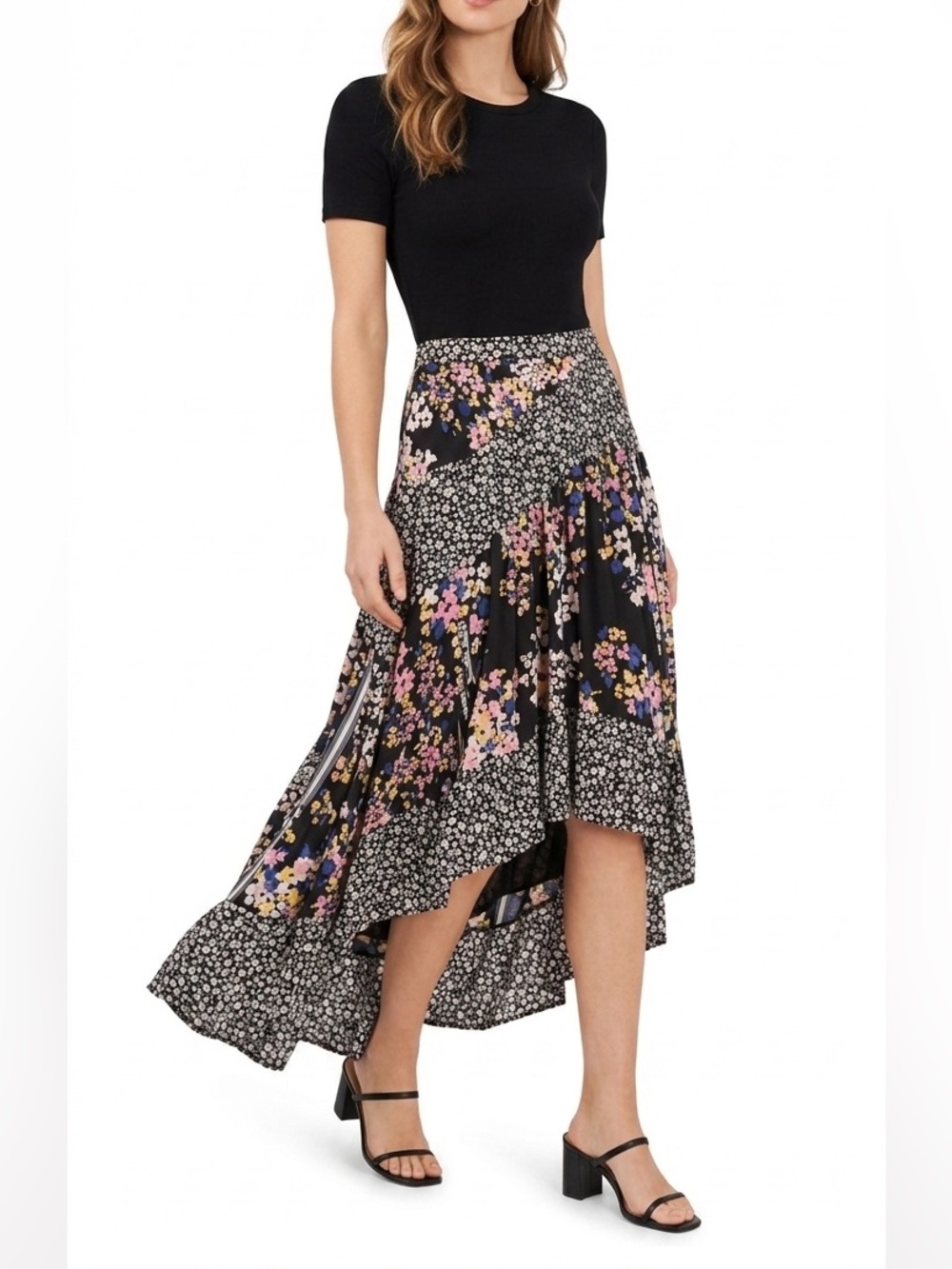 Angie High Low Floral Skirt